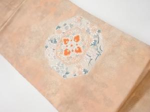 リサイクル　絵皿に華紋・花々模様織出し名古屋帯